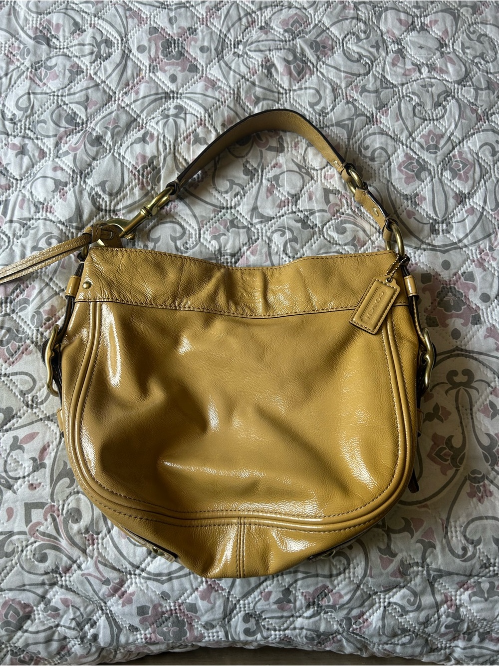 Coach Yellow Leather Hobo “Zoe” Bag